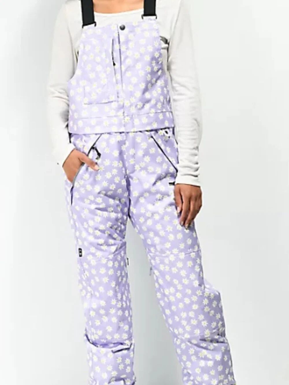 Airblaster Hot Lavender Daisy 15K Snowboard Bib Pants Size S Glacier Zumiez Ski